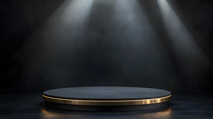 Wall Mural - Black and Gold Podium with Spotlights