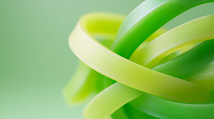 Poster - green and yellow twisted rubber bands arranged against a soft green background in a creative design