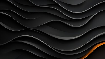 Wall Mural - Abstract Black and Orange Wavy Pattern