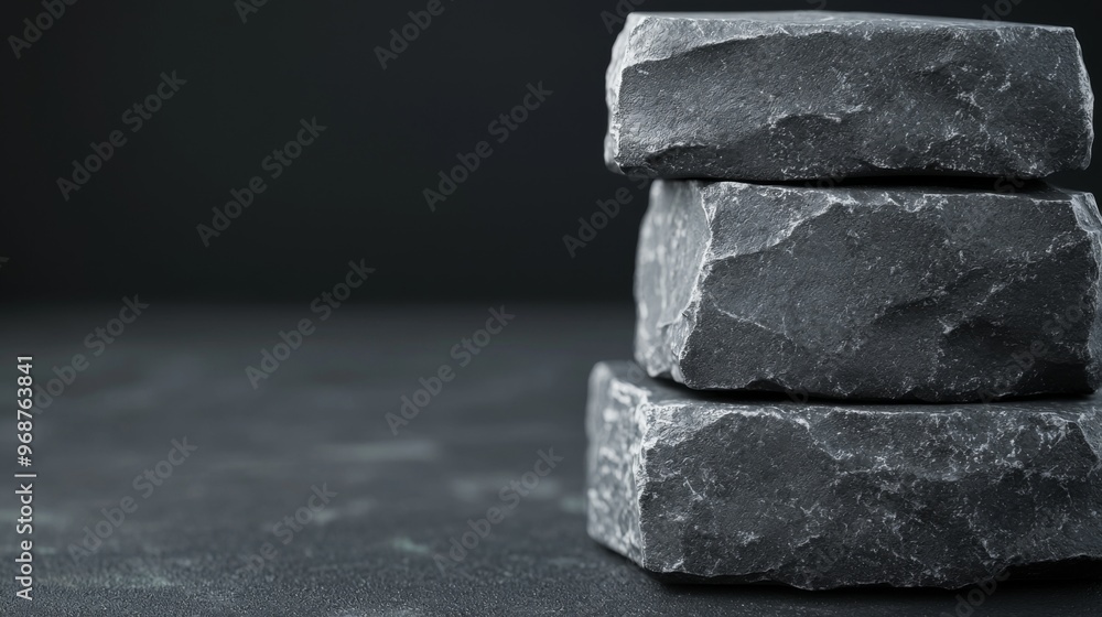 Black Geometric Rocks Black Geometric Stone Background, a sleek and modern display featuring ...