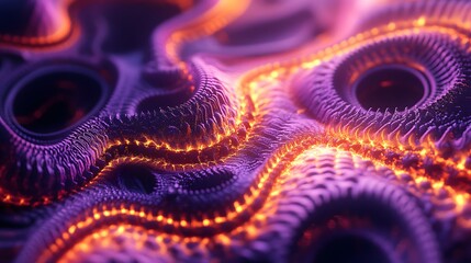 Abstract 3D fractal pattern with glowing edges and intricate details