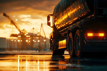 Tanker Truck at Sunset