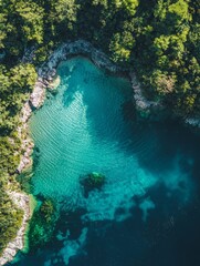 Sticker - aerial view of beautiful natural lake - ai