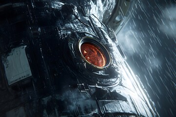 Wall Mural - spaceship window in rain
