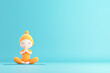 © Weerapat - A cute, animated character practicing mindfulness and meditation in a serene environment, promoting relaxation and peace.