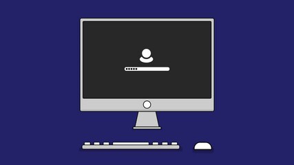 animation of a computer opening login screen
