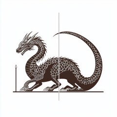 Poster - Chinese Dragon Silhouette Illustration