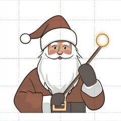 Poster - Cartoon Santa Claus with a Magic Wand