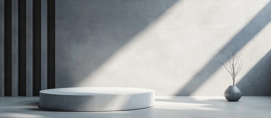 Fototapete - Abstract minimalistic geometry podium in a light interior with object placement featuring a gray background 3D rendering