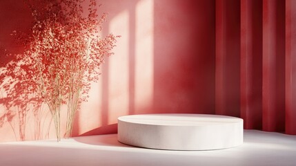 Poster - Minimalist abstract backdrop with a pedestal 3D illustration and rendering