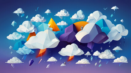 Wall Mural - blue sky and clouds, ai generated