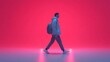 © Aris Suwanmalee - Stylish person walking against a vibrant pink background, showcasing modern fashion and urban lifestyle.