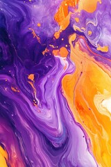 Wall Mural - Vibrant liquid purple and orange marble texture background