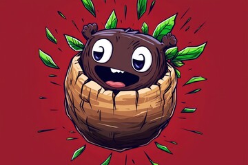 Poster - Happy Nut Creature Cartoon Illustration