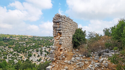 Castle ruins in Tekkadin (or Takkadin), a settlement site in the Hellenistic, Roman and Byzantine periods, in a wide area to the north of Yenibahçe and Paslı villages in the Silifke district of Mersin