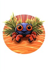 Canvas Print - Cute Cartoon Crab with Big Eyes and a Smile