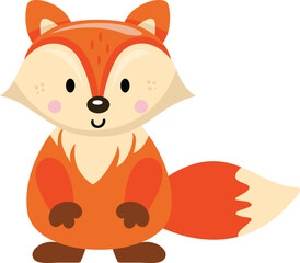 Sticker - Adorable fox isolated on white