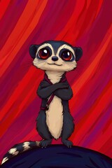 Poster - Cute Meerkat with Folded Arms Standing Proudly