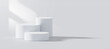 © Lemonsoup14 - White podium background modern 3d platform presentation product display stage abstract stand showcase minimal light shadow empty mockup scene space design geometric pedestal show advertising studio.