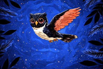 Sticker - Owl Flying Through The Night Sky