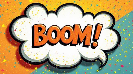 Colorful pop art speech bubble with comic style boom