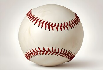 A baseball with red stitching and white stripes and with backgrounds