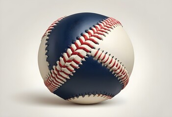 A baseball with red stitching and white stripes and with backgrounds