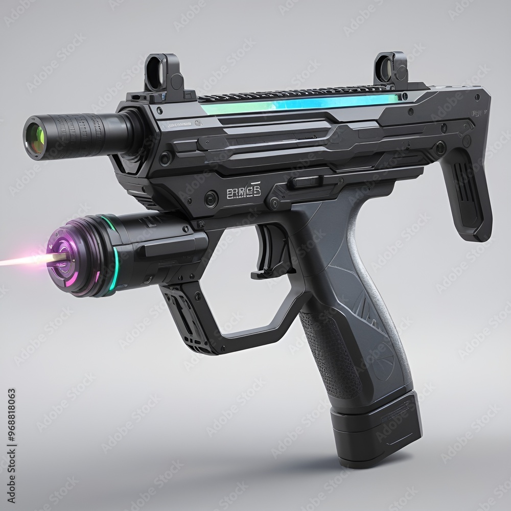 A firearm equipped with a laser sight, showcasing advanced targeting ...