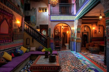 Wall Mural - Moroccan Interior Design: A Beautiful and Intricate Courtyard