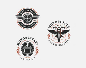 Wall Mural - Set bundle classic racing competition motorcycle logo design for business company