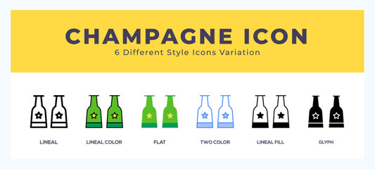 Sticker - Champagne icon set. Design elements for logo