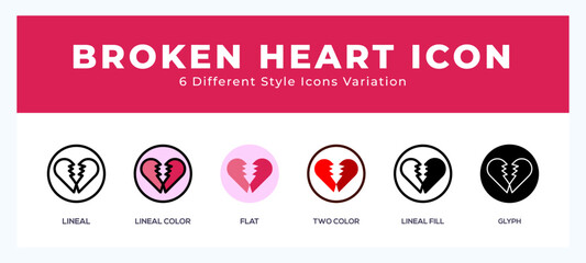 Broken heart icon vector illustration. trendy styles