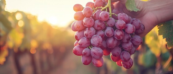 Farmer doing grape harvesting in Autumn season with vibrant colors