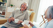 © David/peopleimages.com - Senior women, friends and laugh with coffee at nursing home for gossip, support and bonding or love. People, pensioner and smile or happy on sofa on retirement with conversation, fun and break