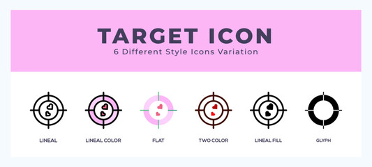 Target icon symbol. isolated. vector illustration with different styles