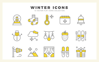 Wall Mural - 15 Winter Two Color icon pack. vector illustration.