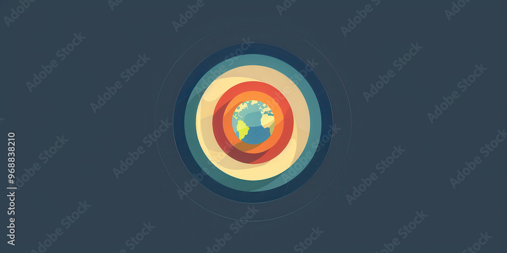 Minimalist cross-section diagram showcasing Earth's layers with flat ...