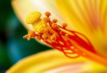 Flower Stamen The vivid colors of pollen on the stamen of a brig