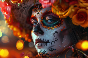 Beautiful greeting card with bright holiday composition for happy to joy celebrate dia de muertos