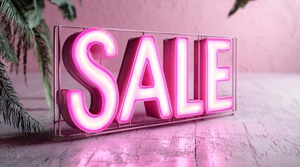 Wall Mural - Pink Neon Sign Sale.