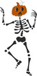 © Inna - Funny Skeleton with a pumpkin head. Cute character Skeleton Bones.