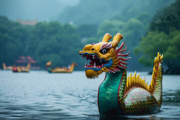 Beautiful greeting card with holiday composition for celebrate chinese dragon boat festival