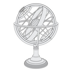 Wall Mural - armillary sphere on a stand. model of the earth in space. object isolated on white background.