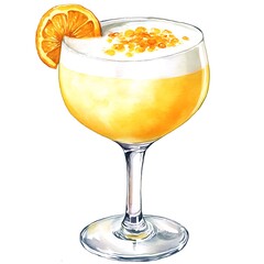 Poster - Watercolor Illustration of a Refreshing Orange Cocktail.