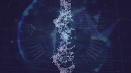 Wall Mural - animation of dna strand, data processing over globe