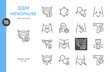 © Takoyaki Icons - GSM Menopause Icons Set. Linear icons illustrating GSM symptoms and treatments. Includes icons of urinary, vaginal health, hormonal changes, pain, and related medical conditions.