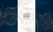 © marylia17 - Vector set of wave luxury design background, gold oriental patterns. Sea curve, water line art. Wine, perfume labels, royal art deco invitations