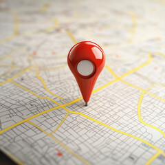 Wall Mural - red pin pointing location showing travel destination on map