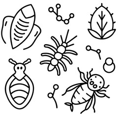 Wall Mural - biology doodle set outline coloring book page line art drawing