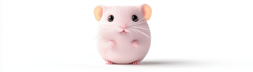 Wall Mural - Cute Pink Cartoon Mouse 3D Render.